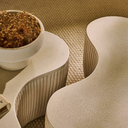 Sohan 61cm Kidney Coffee Table - Set of 2 - Sand - Laura James