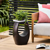 Sohan Concrete Garden Side Table - Lava Black