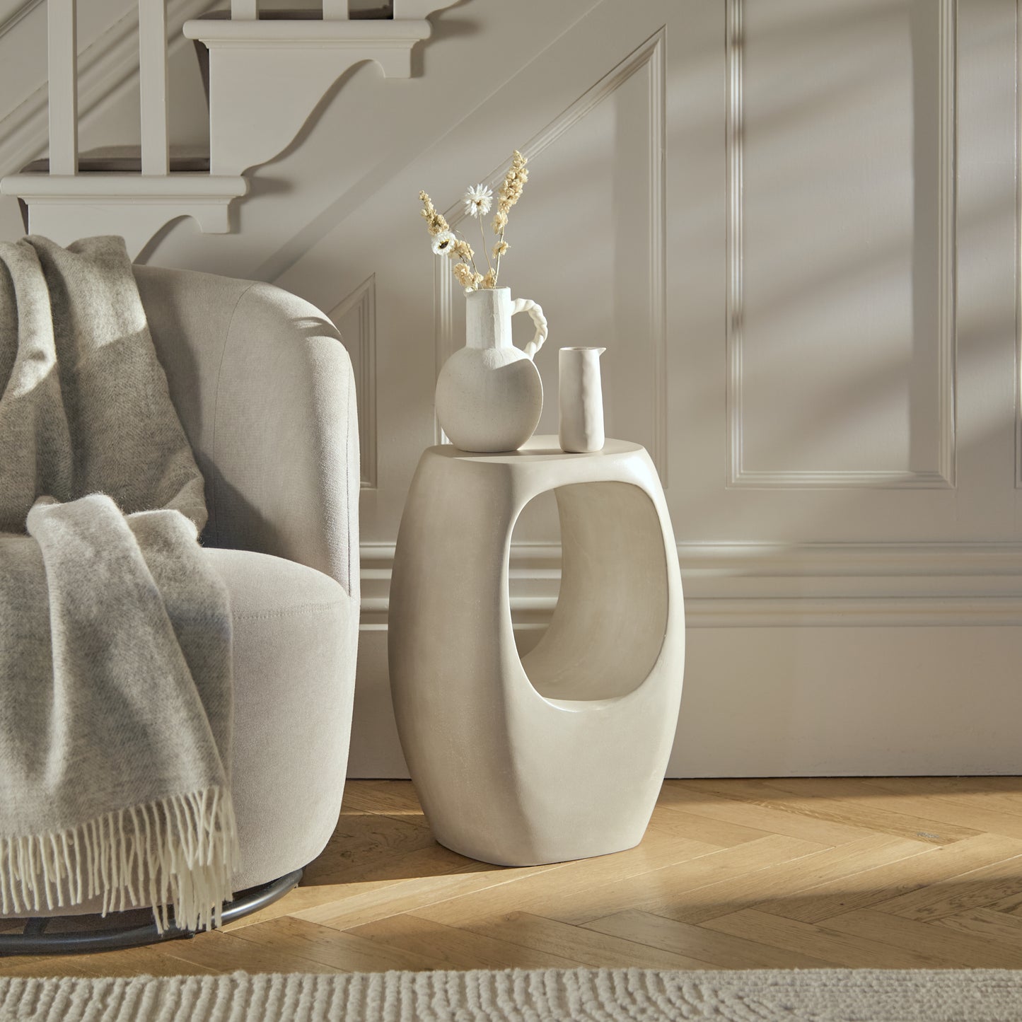 Sohan 32cm Side Table - Sand Concrete - Laura James