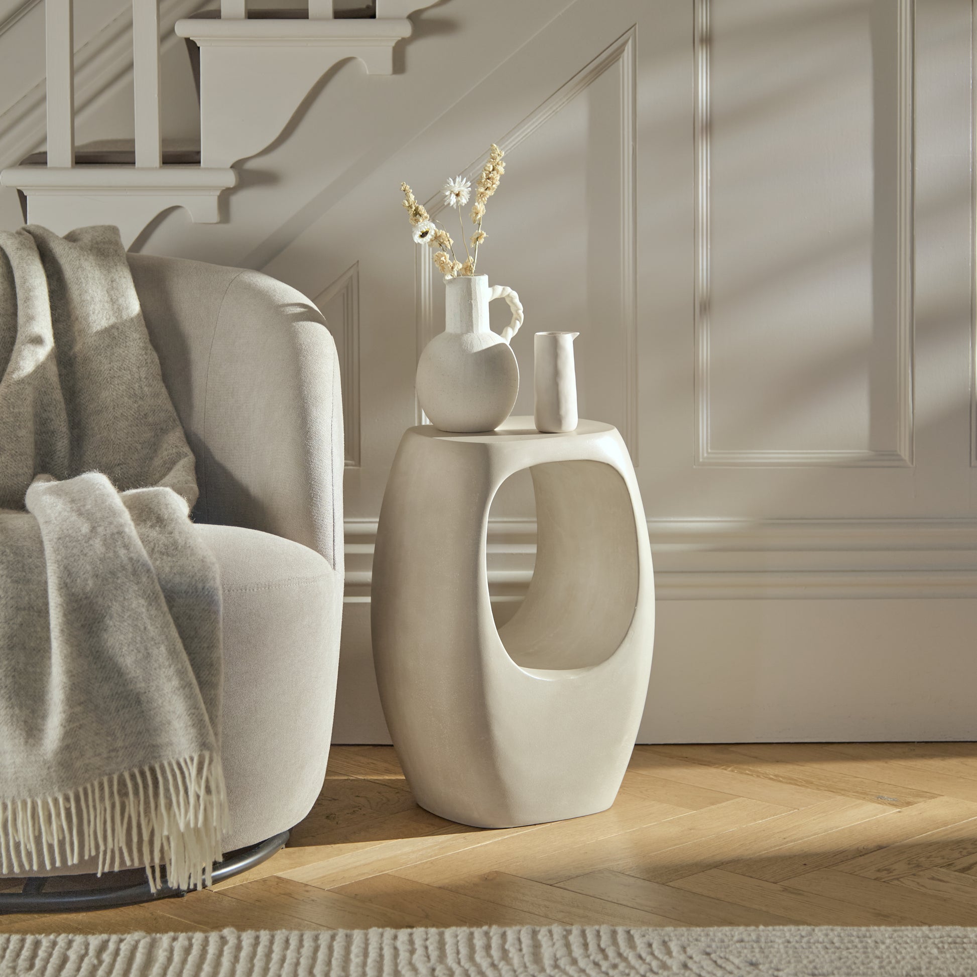 Sohan 32cm Side Table - Sand Concrete - Laura James