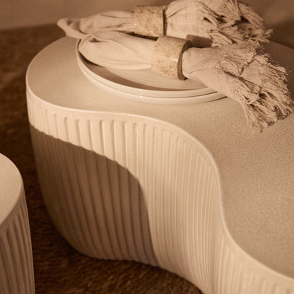 Sohan 61cm Kidney Garden Coffee Table - Set of 2 - Sand - Laura James