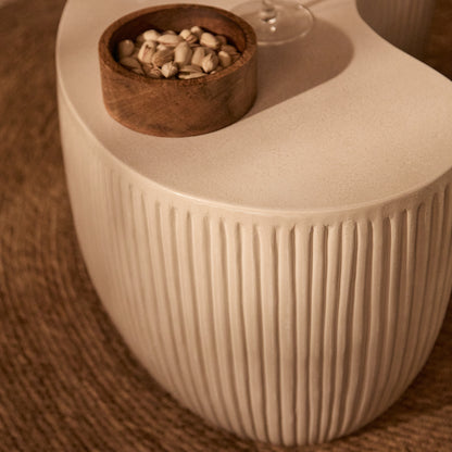 Sohan 61cm Kidney Garden Coffee Table - Set of 2 - Sand - Laura James