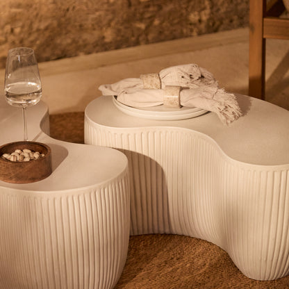 Sohan 61cm Kidney Garden Coffee Table - Set of 2 - Sand - Laura James