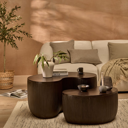 Sohan 61cm with 84cm Kidney Coffee Table - Lava Black - Laura James