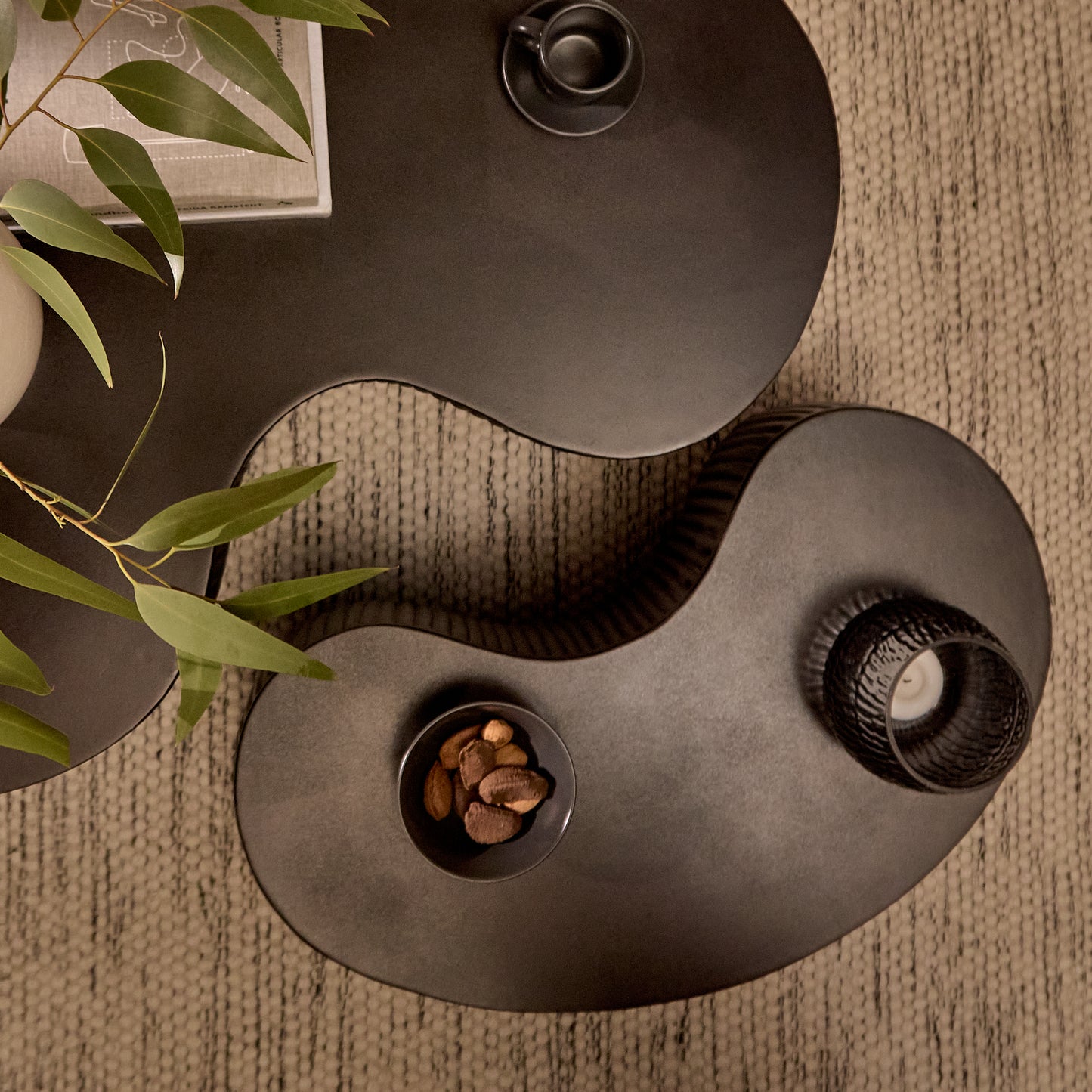 Sohan 61cm with 84cm Kidney Coffee Table - Lava Black - Laura James