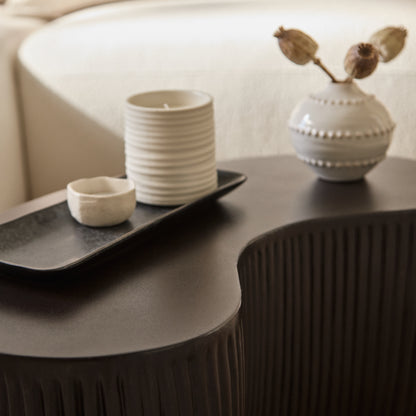 Sohan 61cm Kidney Concrete Coffee Table - Set of 2 - Lava Black - Laura James