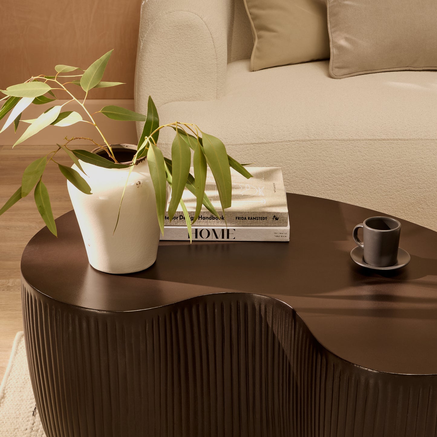 Sohan 84cm Kidney Coffee Table - Lava Black - Laura James