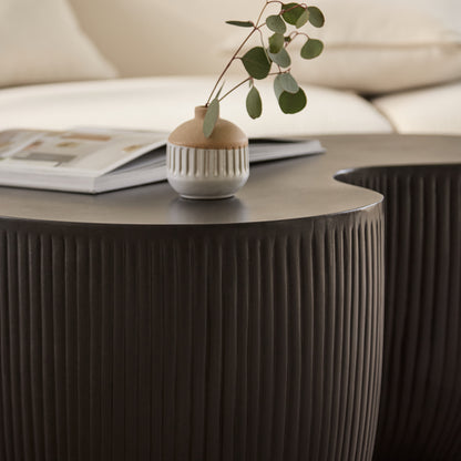 Sohan 84cm Kidney Concrete Coffee Table - Lava Black - Laura James