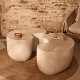 Sohan 84cm Kidney Garden Coffee Table - Set of 2 - Sand - Laura James