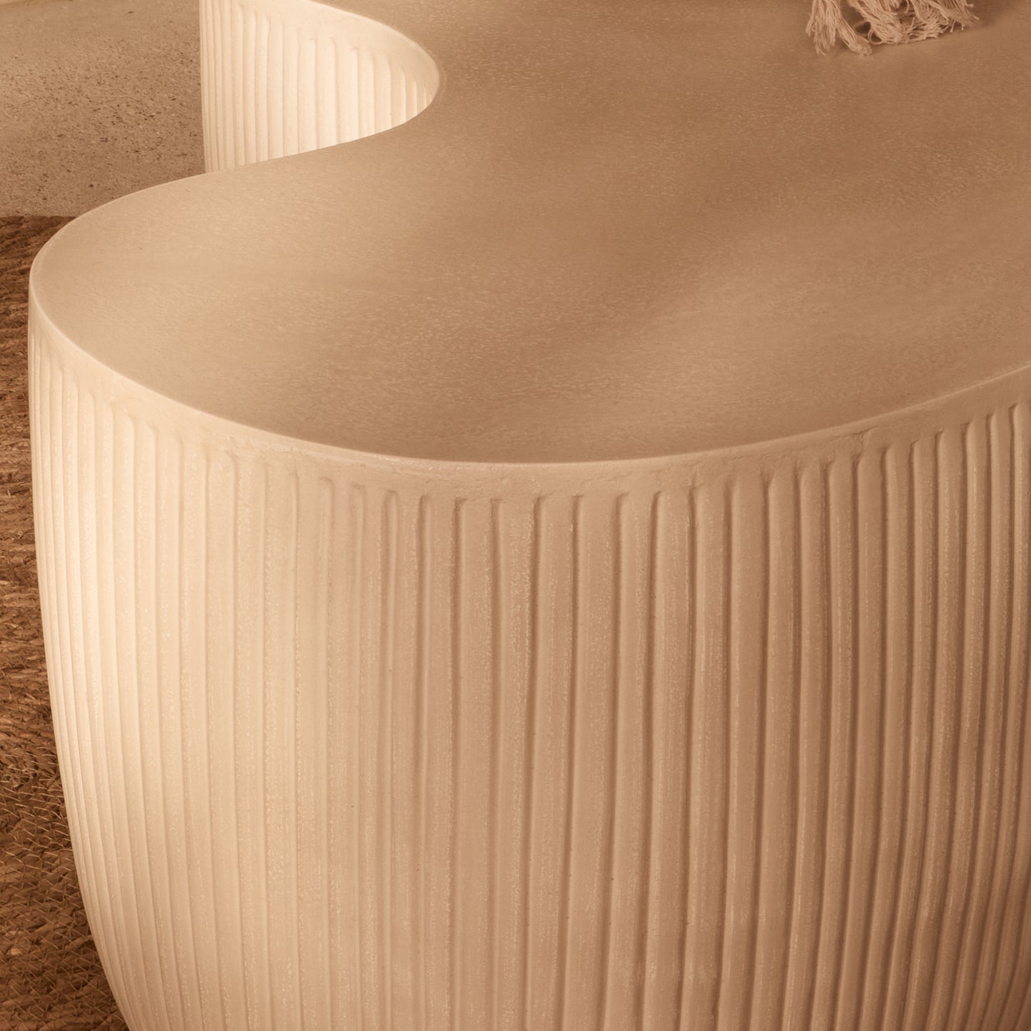 Sohan 84cm Kidney Garden Coffee Table - Set of 2 - Sand - Laura James
