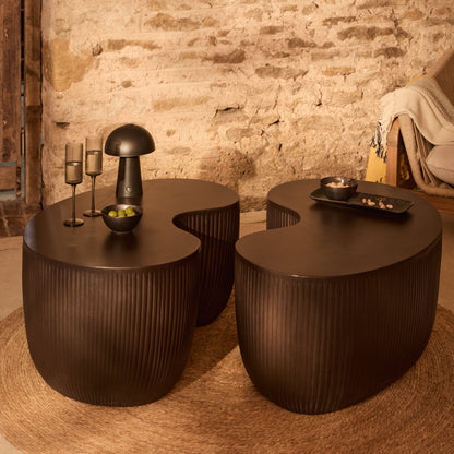 Sohan Kidney Garden Coffee Table - Lava Black - 84cm - Laura James