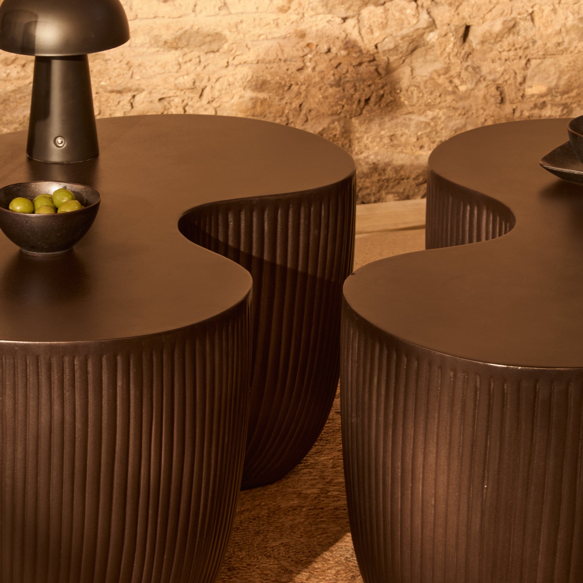 Sohan Kidney Garden Coffee Table - Lava Black - 84cm - Laura James