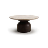 Sorrell 75cm Round Coffee Table - Coffee Brown Mango Wood & Lady Grey Marble - Laura James 