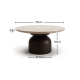 Sorrell 75cm Round Coffee Table - Coffee Brown Mango Wood & Lady Grey Marble - Laura James 