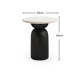 Sorrell Jet Black Mango Wood & White Marble Round Side Table - Laura James 