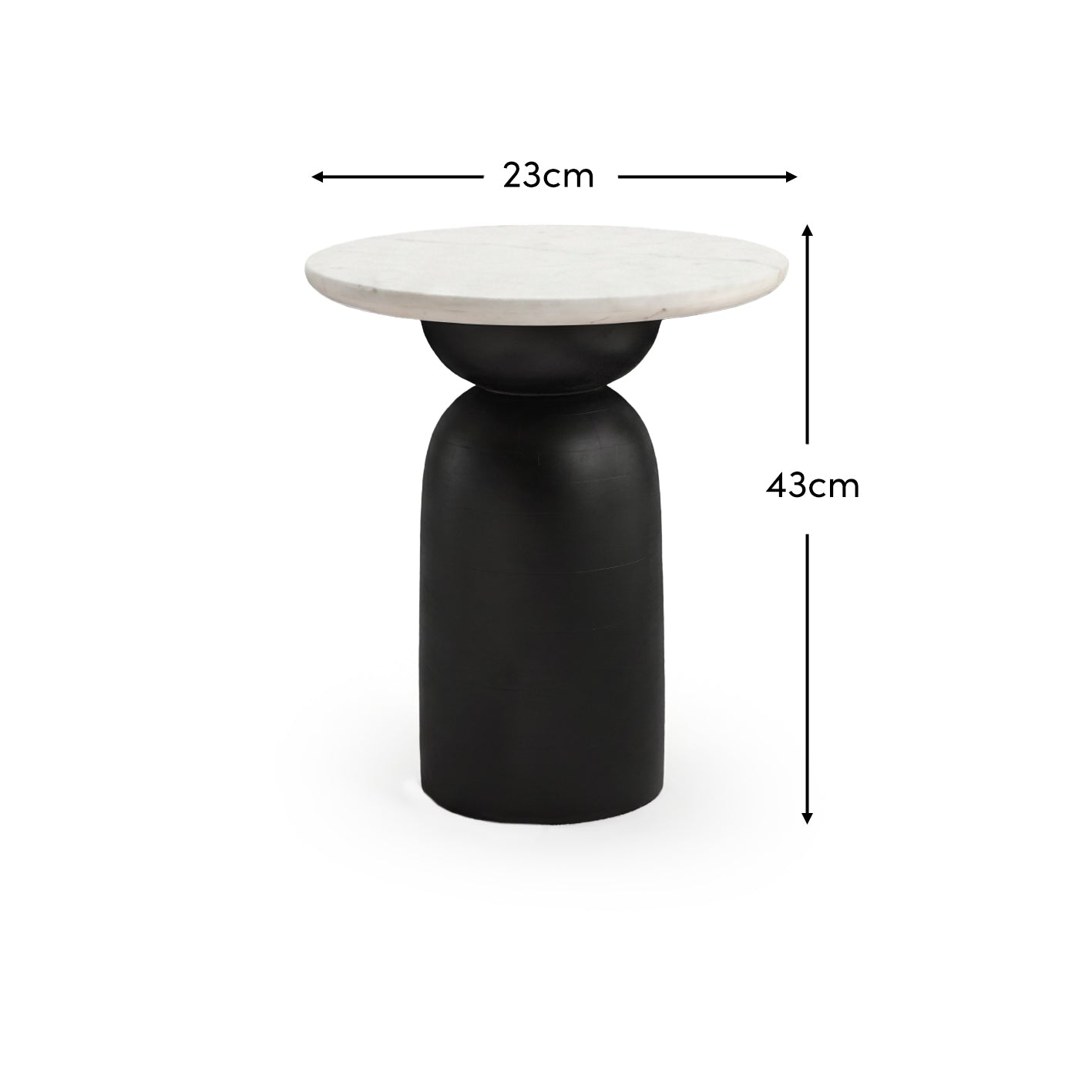 Sorrell Jet Black Mango Wood & White Marble Round Side Table - Laura James 