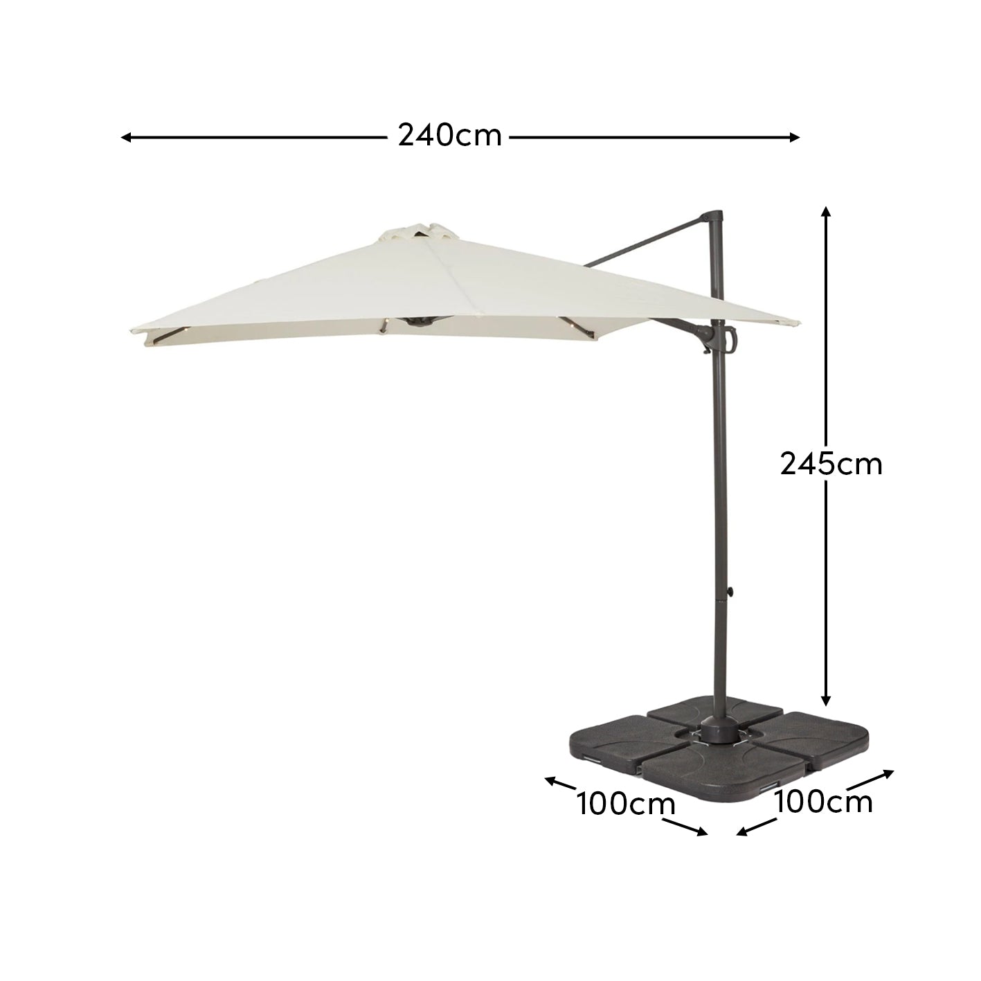 Cream LED Cantilever Parasol - Laura James 