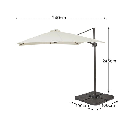 Cream LED Cantilever Parasol - Laura James 