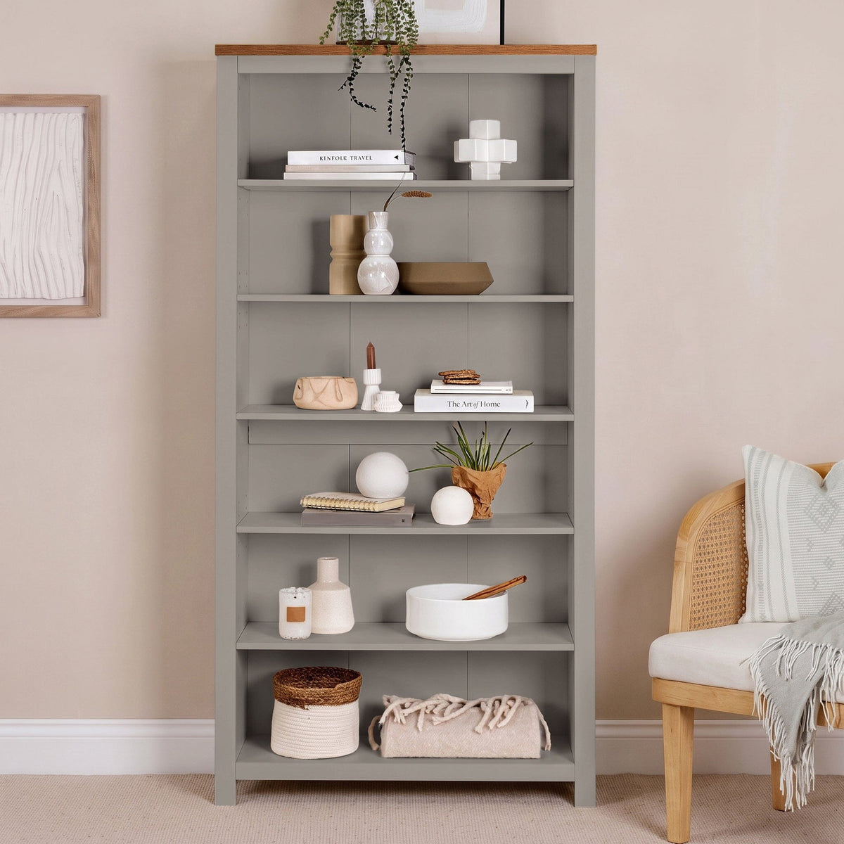 Bampton Stone Grey Tall  Bookcase - Laura James 