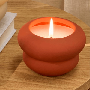 Surbiton Single Wick 9cm Ceramic Candle - Oud Wood & Rose Scent In Paprika
