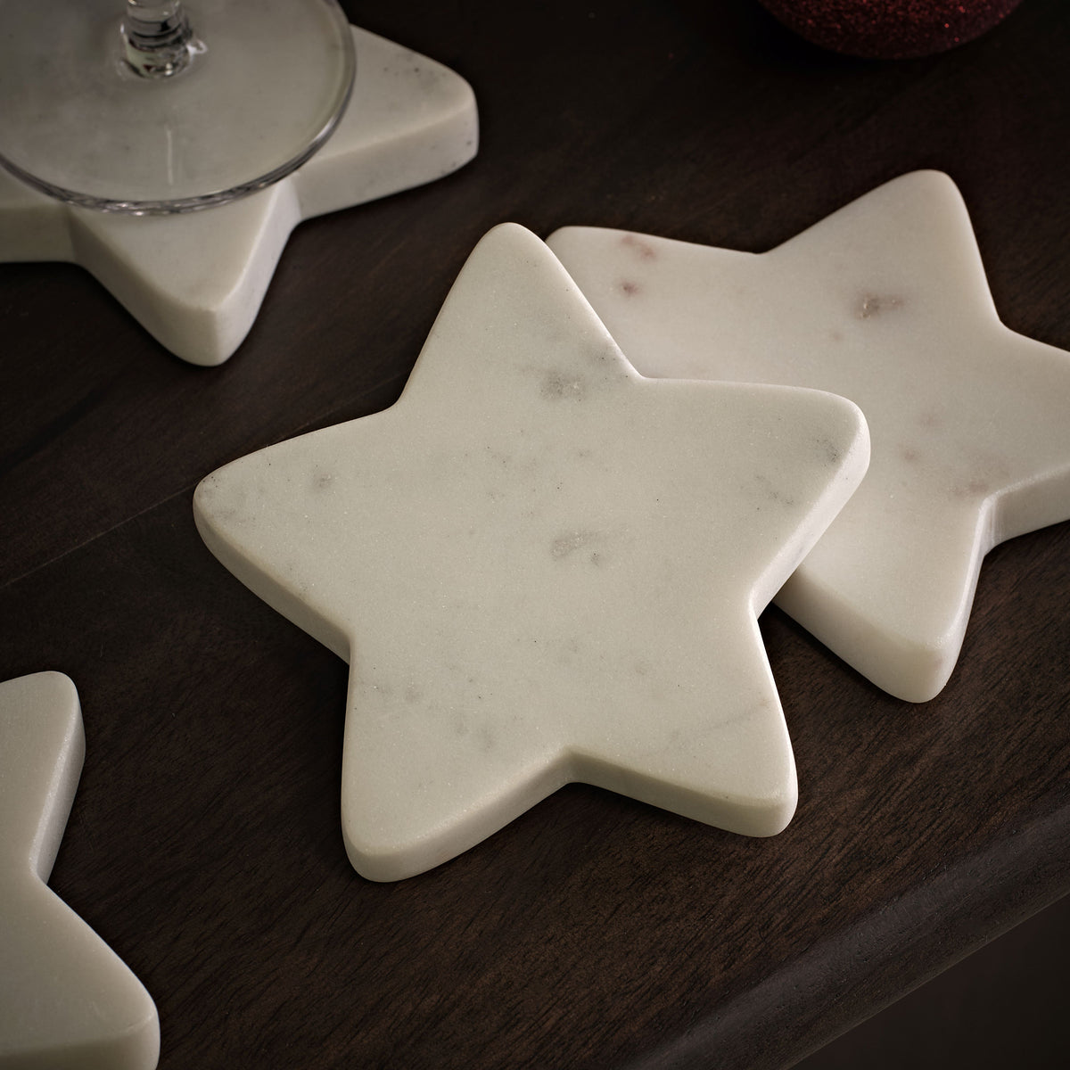 Tiree 10cm Star Coasters - Set of 4 - White Marble - Laura James 
