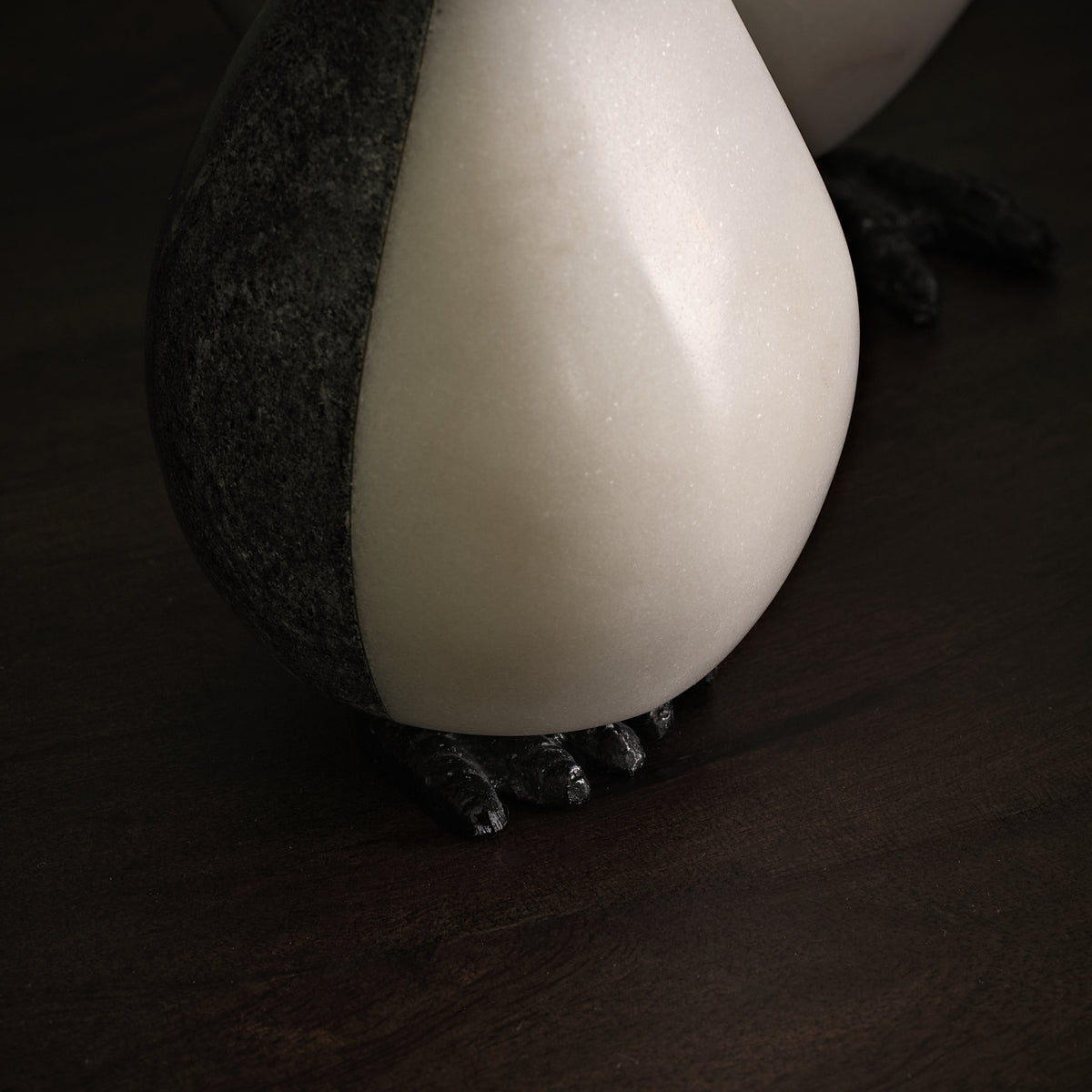 Tiree 16.5cm Penguin Ornament - White Marble & Grey Marble - Laura James 