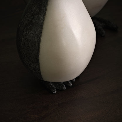Tiree 16.5cm Penguin Ornament - White Marble & Grey Marble - Laura James 