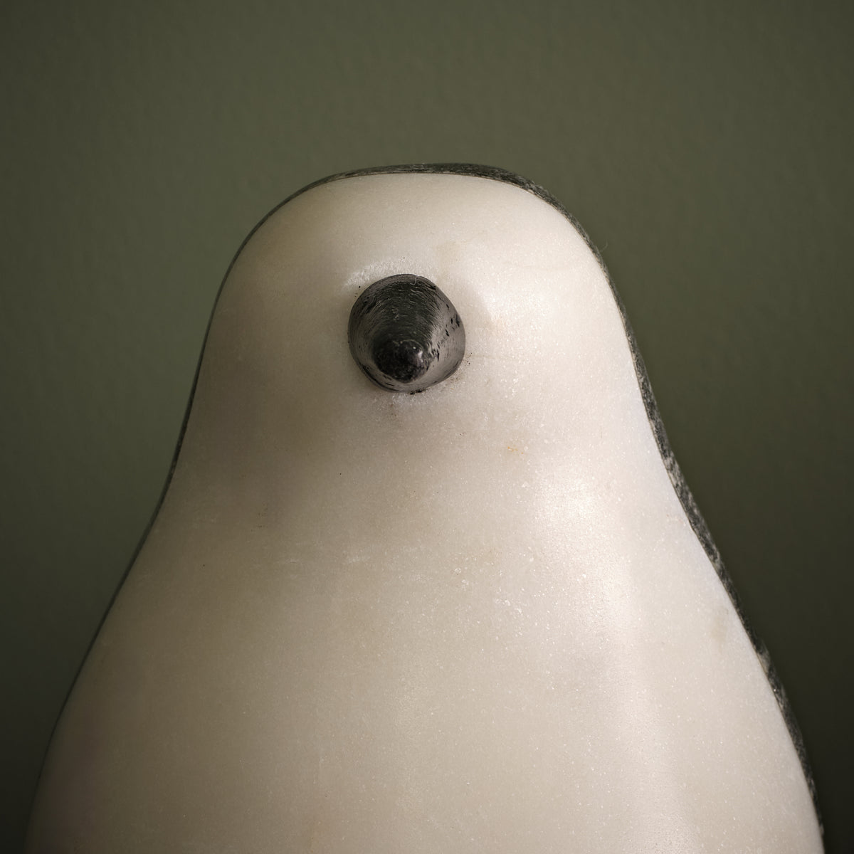 Tiree 16.5cm Penguin Ornament - White Marble & Grey Marble - Laura James 