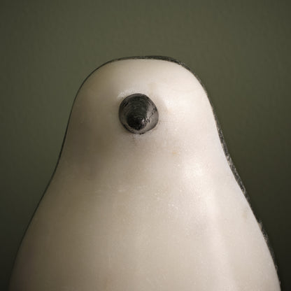 Tiree 16.5cm Penguin Ornament - White Marble & Grey Marble - Laura James 