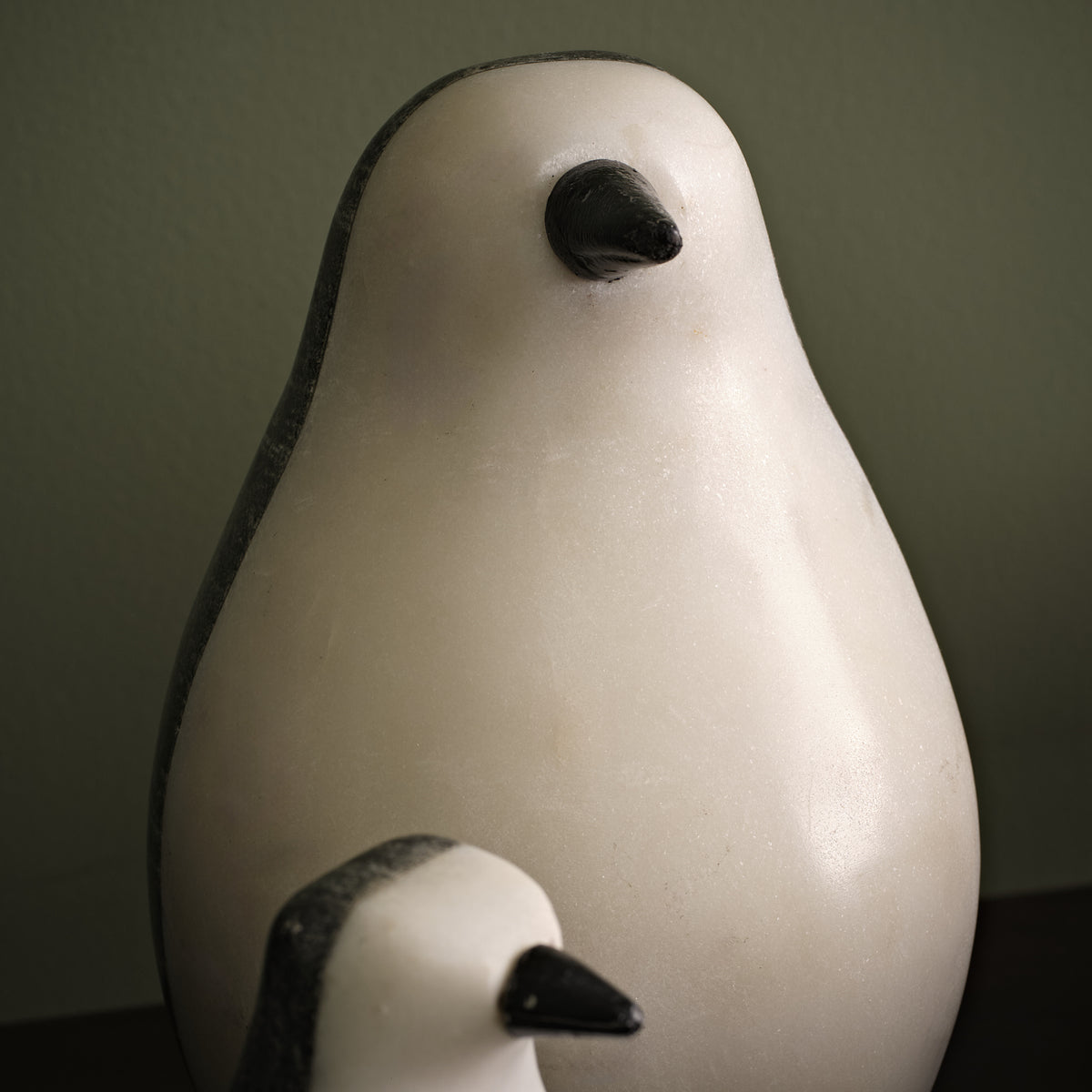 Tiree 16.5cm Penguin Ornament - White Marble & Grey Marble - Laura James 