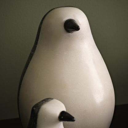 Tiree 16.5cm Penguin Ornament - White Marble & Grey Marble - Laura James 