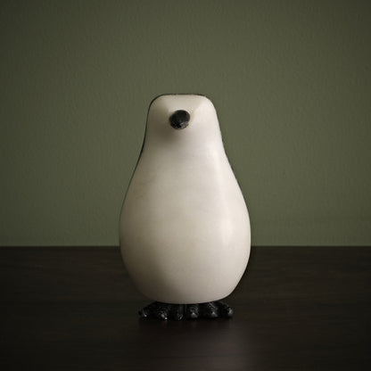 Tiree 10cm Penguin Ornament - White Marble & Grey Marble