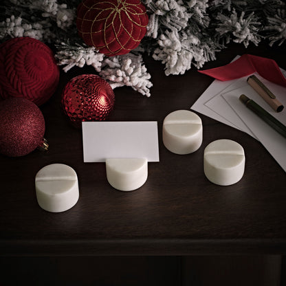 Tiree 4cm Marble Circle Name Placeholder - Set of 4 - White Marble
