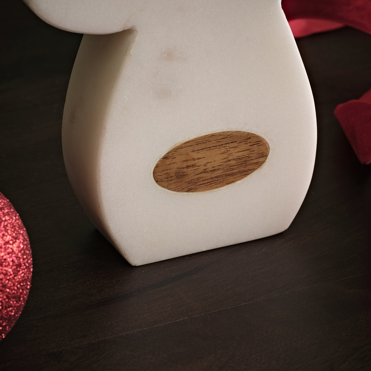 Tiree 20cm Reindeer - White Marble with Natural Mango Wood - Laura James 