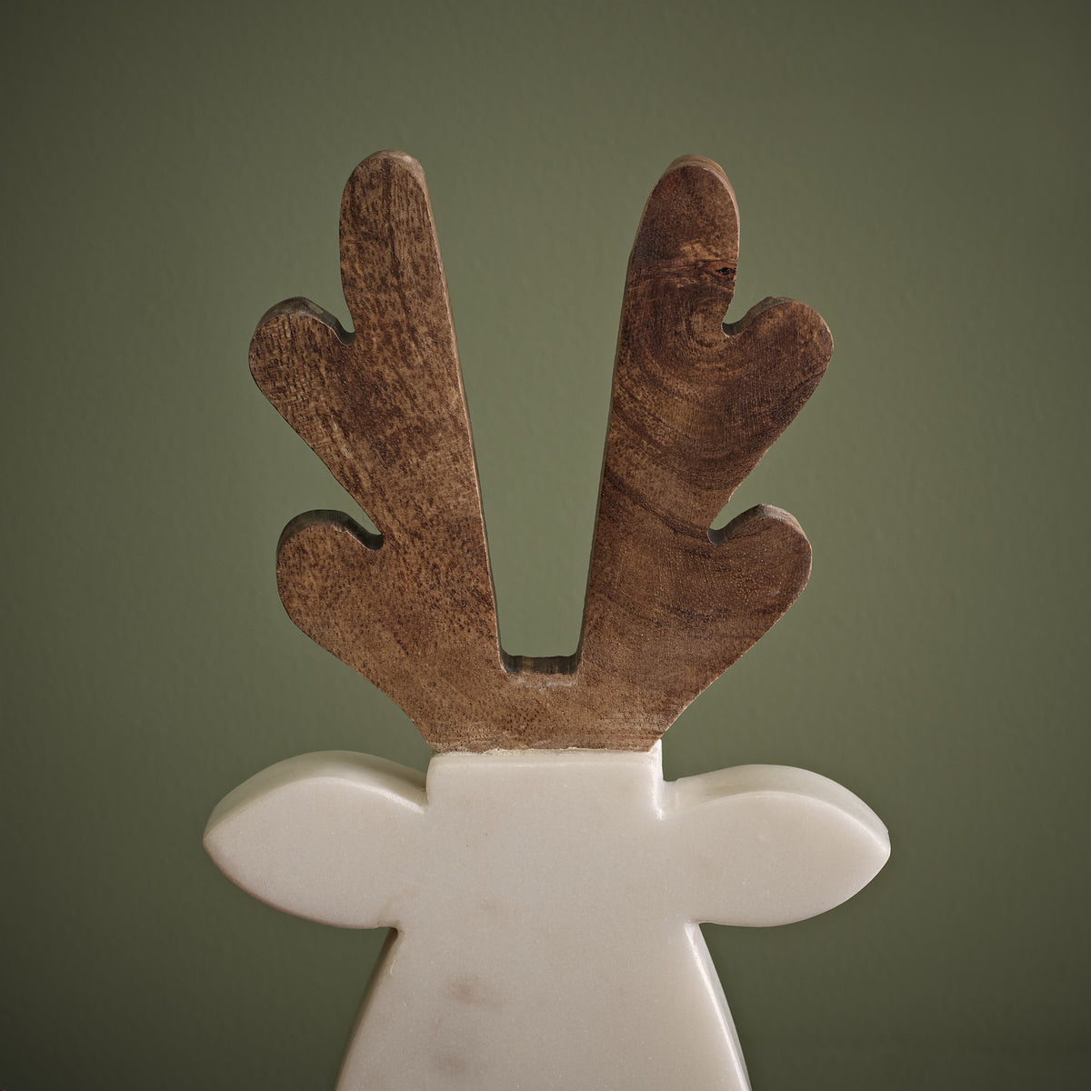 Tiree 20cm Reindeer - White Marble with Natural Mango Wood - Laura James 