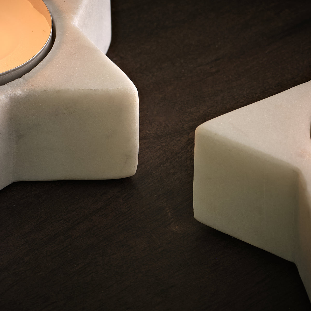 Tiree 7.5cm Star Candle Holder - Set of 2 - White Marble - Laura James 