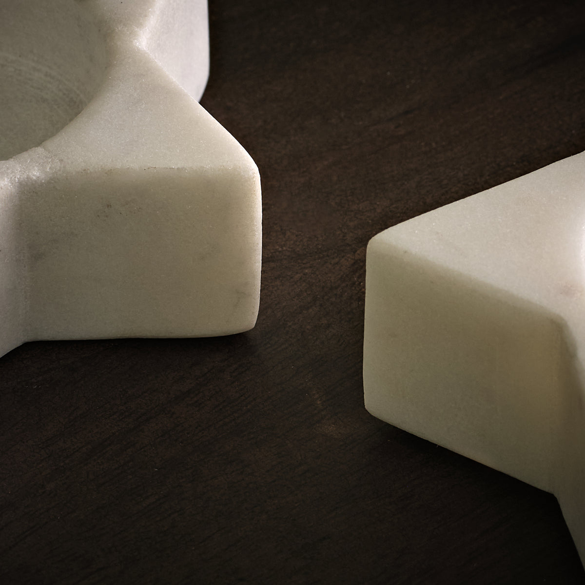 Tiree 7.5cm Star Candle Holder - Set of 2 - White Marble - Laura James 