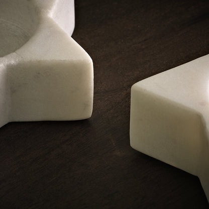 Tiree 7.5cm Star Candle Holder - Set of 2 - White Marble - Laura James 