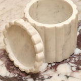 Tiree 10cm Lidded Pot - White Marble - Laura James 