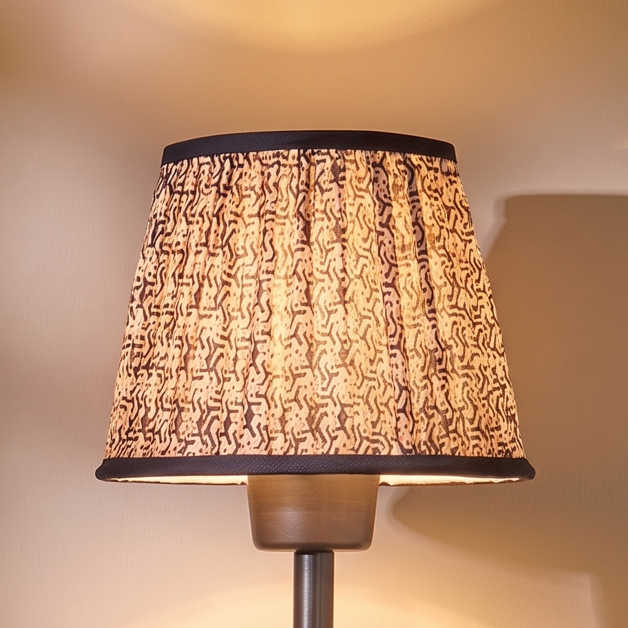 Nimana 16cm Gathered Lamp Shade - Black & Red Geometric