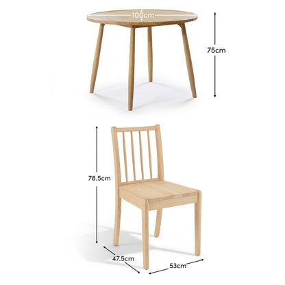 Tilly 100cm Round Dining Table - 4 Seater - Tilly Dining Chairs - Whitewash Oak - Laura James