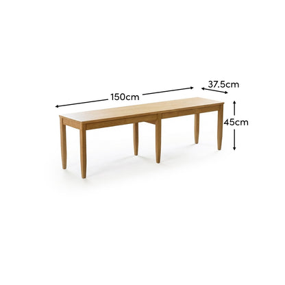 Tilly 150cm Wooden Bench - Whitewash Oak - Laura James