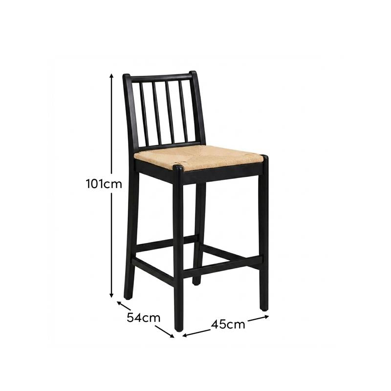 Tilly Bar Stool - Black Oak with Paper Cord - Laura James