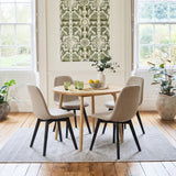 Tilly 100cm Round Dining Table - 4 Seater - Ellis Soft Beige Dining Chairs - Black Oak Legs - Laura James 