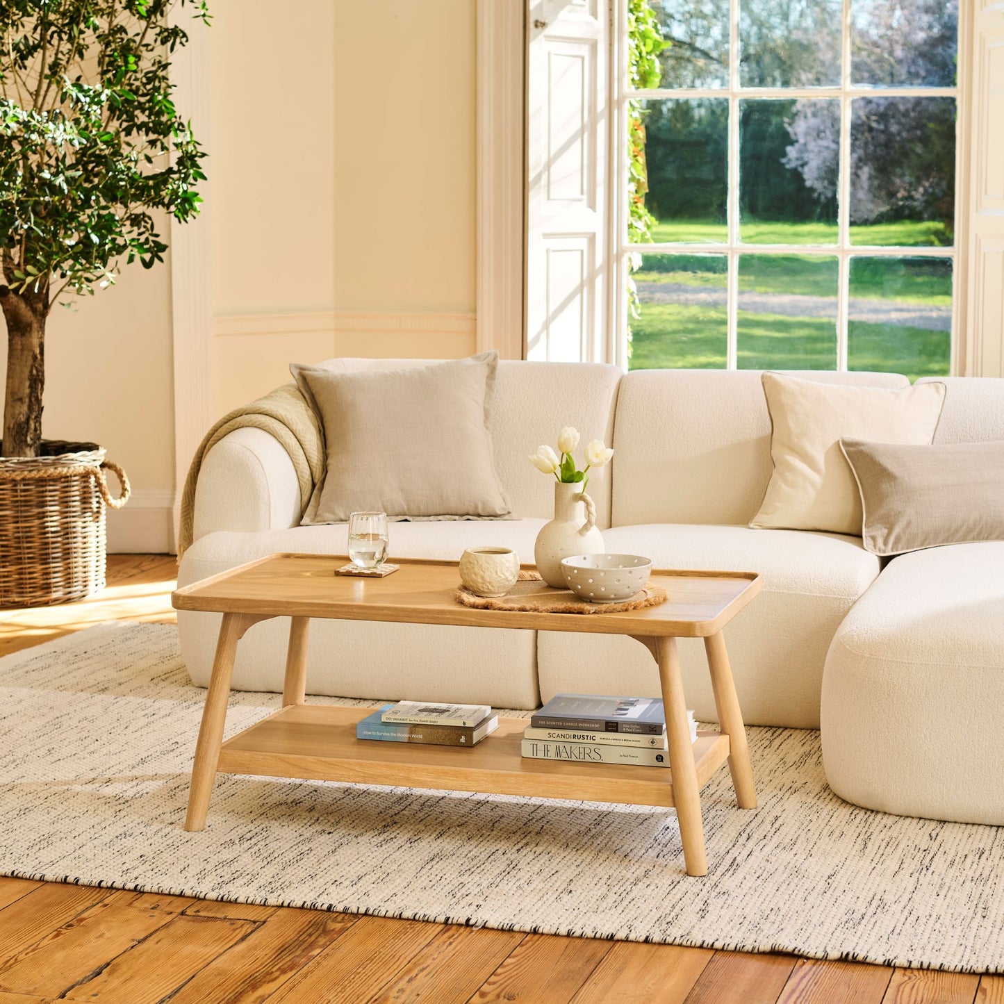 Tilly 100cm Rectangular Coffee Table - Whitewash Oak - Laura James