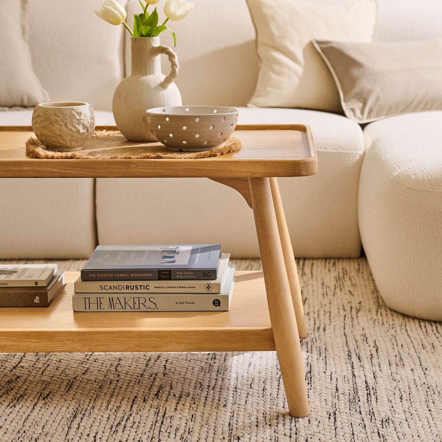 Tilly 100cm Rectangular Coffee Table - Whitewash Oak - Laura James