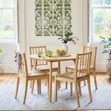 Tilly 100cm Round Dining Table - 4 Seater - Tilly Dining Chairs - Whitewash Oak & Natural String - Laura James