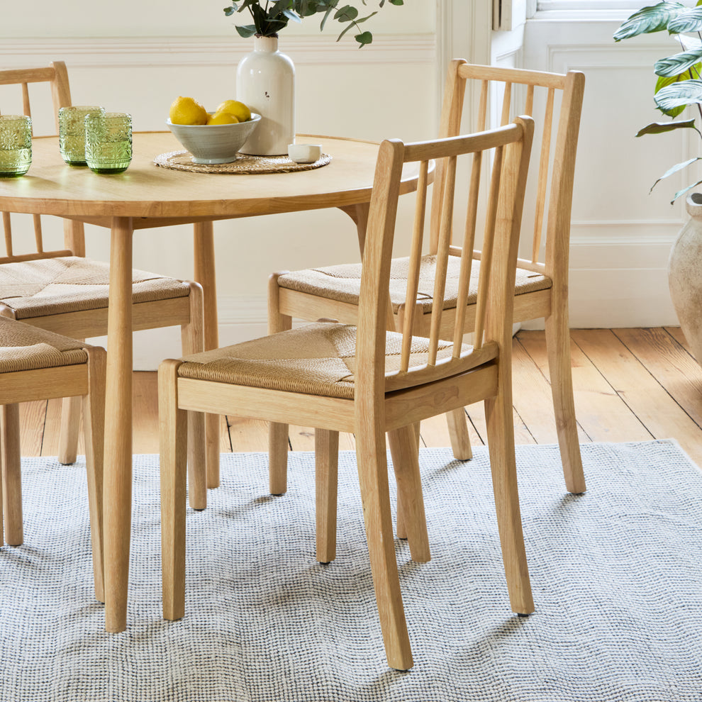 Tilly 100cm Round Dining Table - 4 Seater - Tilly Woven Dining Chairs ...