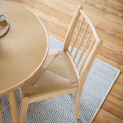Tilly 100cm Round Dining Table - 4 Seater - Tilly Dining Chairs - Whitewash Oak & Natural String - Laura James