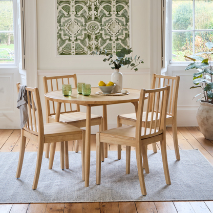 Tilly 100cm Round Dining Table - 4 Seater - Tilly Dining Chairs - Whitewash Oak -Laura James